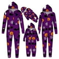 thumbnail image 1 of XUNHAO Matching Halloween Family Outfit Parent Child Outfit Cute Pumpkin Halloween Print Hooded Zipper Home Jumpsuit Outdoor Photography Set, 1 of 6