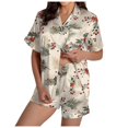 XUNHAO Women's Fall Christmas Silk Satin Pajama Set, Ladies Casual