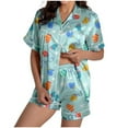 XUNHAO Women's Fall Christmas Silk Satin Pajama Set, Ladies' Snowman