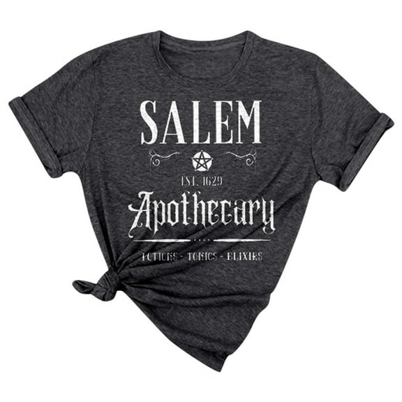 XUNHAO Women's Fall T Shirt Witch Sisters Witch Holiday Tees Casual Short Sleeve Tops Stylish Tees