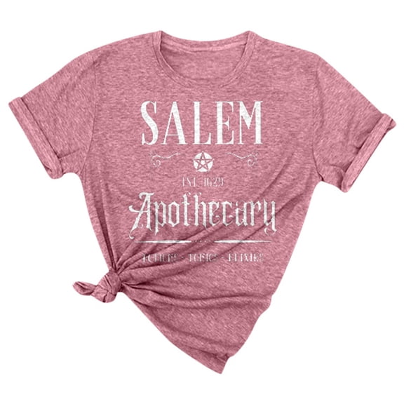 XUNHAO Women's Fall T Shirt Witch Sisters Witch Holiday Tees Casual Short Sleeve Trendy Tops