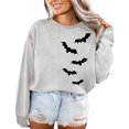 thumbnail image 1 of XUNHAO Women's Round Neck Sweatshirt Casual Crew Neck Bat Print Fall Fashion Preppy Clothes, 1 of 3