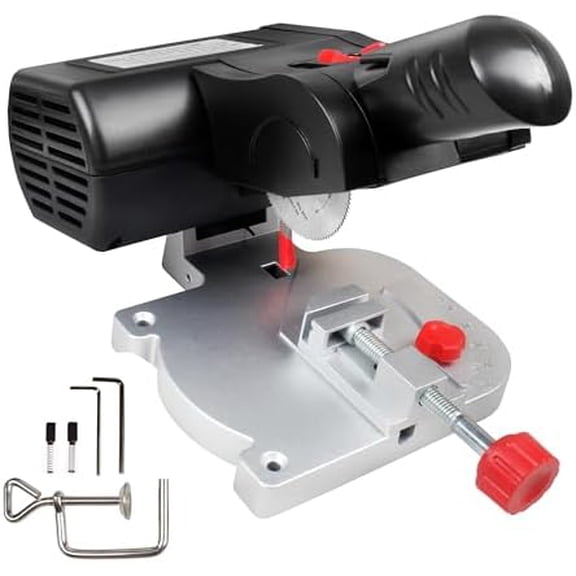 XUNKUNER 110V Mini Cut-Off Chop Saw,Small Electric Table Miter Saw Tool for Plastics and Wood etc Non Metals and Copper and Aluminum etc Soft Metals,Max 45 Degree Cutting$$