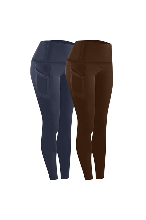 2 Piece Sets for Women Solid Color Booty Lift Yoga Pants Fashion Workout Leggings with Pockets for Women