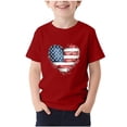 thumbnail image 1 of XUNKUSGA 250 Anniversary USA Shirt for Toddler Boys Girls Kids Classic Soft Cotton Short Sleeve Going Out Tops USA Flag Graphic 4Th Of July Top for 3-15 Years,Red, 1 of 5