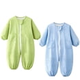 thumbnail image 1 of XUNKUSGA 2PC Baby Boys Girls Rompers Classic Plaid Mesh Lined Zip Up One Piece Jumpsuit Lightweight Loose Crewneck Long Sleeve Coveralls for Kids,1-2Years, 1 of 8