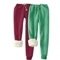 thumbnail image 1 of XUNKUSGA 2PC Sweatpants Women Thicked Fuzzy Lined Joggers for Women Warm Thick Athletic Joggers Women Winter Solid Color Casual Womens Sweatpants S-5XL Green, 1 of 8