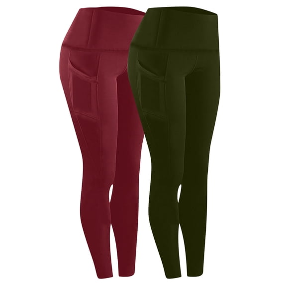 XUNKUSGA 2PCS Yoga Pants High Waisted Lightweight leggings with pockets for women Soft Workout Active Dance Leggings for Women S-3XL
