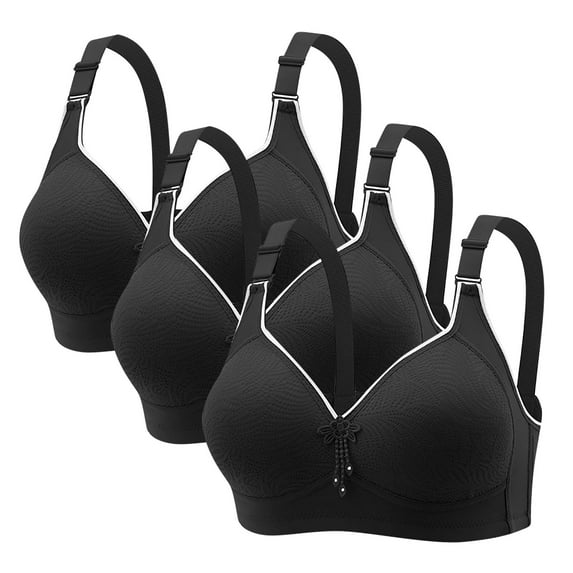 XUNKUSGA 3PC Bra for Women Soft Full Coverage Bralettes for Women Fashion Floral Lacey Womens Bras Lightly Padded Women's Bras for Everyday Wear S-3XL