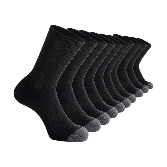 5PC Crew Socks Casual Cotton Cushion Running Socks Performance Breathable Hiking Socks Trendy Versatile Vertical Stripes Compression Stockings for Men Black