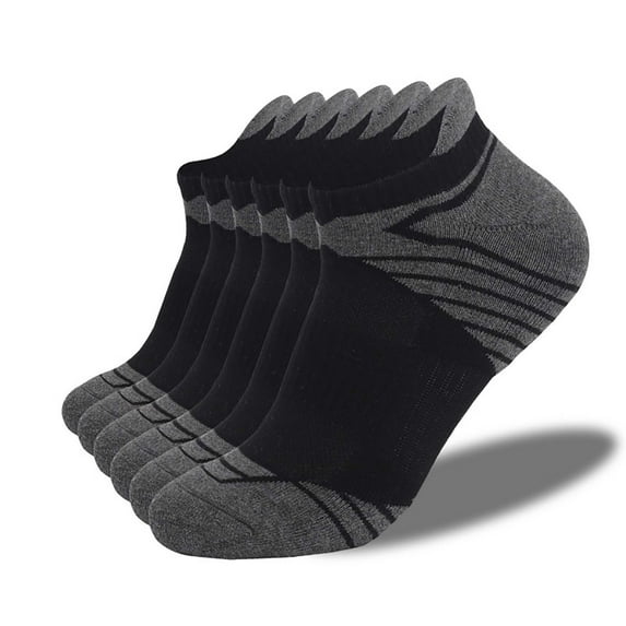 XUNKUSGA 6PC Men's Ankle Socks Cotton Low Cut Sock Sports Sock for Men Anti-Blister Cushioned Athletic Running Socks Wicking Breathable Men's Socks Black