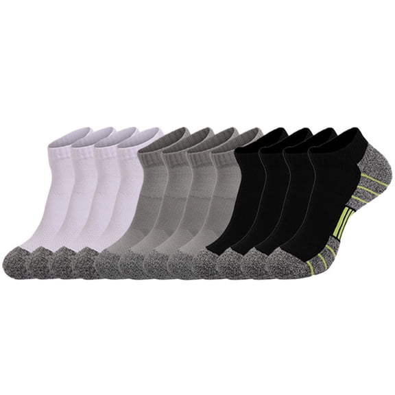 XUNKUSGA 6PC Running Socks Thick Cushion Ankle Socks for Men and Women Moisture Wicking Odor Control for Sweaty Feet Pilates Socks Comfort Low Cut With Arch Support Hiking Socks Black