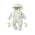 thumbnail image 1 of Baby Boys Snowsuit 3M-1Y Casual Unisex Romper for Infant Cute Hooded Double Zipper Baby Winter Coat with Foot Cover Set Green, 1 of 6