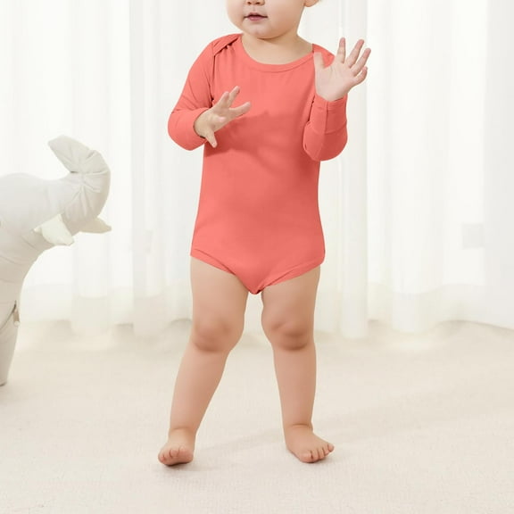 XUNKUSGA Baby Clothes Boy 3-24M Cotton Long-Sleeve Bodysuit For Infant Baby Casual Crewneck Baby Onesies Classic Bottom Snap Closure Baby Girl Romper Lightweight Cute Jumpsuit for Newborns Orange