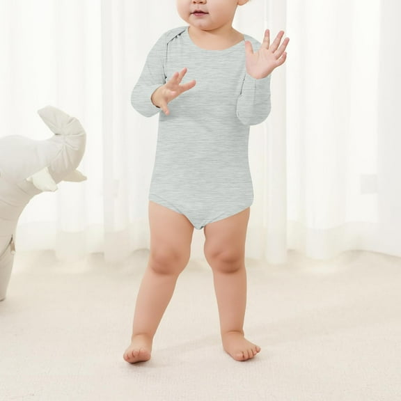 XUNKUSGA Baby Clothes Boy 3-24M Cotton Long-Sleeve Bodysuit For Infant Baby Casual Crewneck Baby Onesies Classic Bottom Snap Closure Baby Girl Romper Lightweight Cute Jumpsuit for Newborns Gray