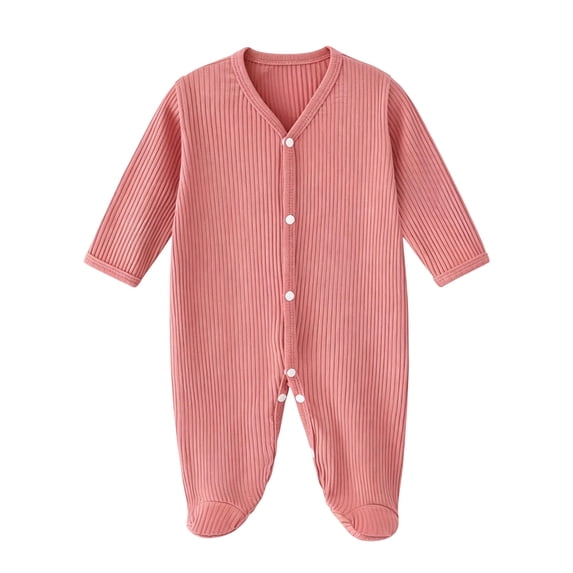 XUNKUSGA Baby Clothes Cotton Soft Long Sleeve Button Baby Boys' Footies & Rompers Comfortable Skin-Friendly Unisex Baby Boy Girl Romper Jumpsuit,0-6 Months