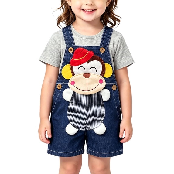 XUNKUSGA Baby Jean Overalls Summer Cute Cartoon 3D Animal Shortalls Classic Adjustable Straps Short Overalls for Toddler Boys Girls Baby Clothes,Blue