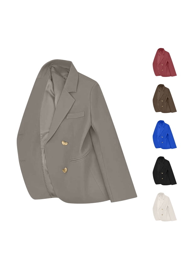 Blazers for Women Business Casual Loose Fit Lightweight Suit Jackets Long Sleeve Lapel Open Front Suit Jacket Work Blazer with Pockets S-3XL Brown