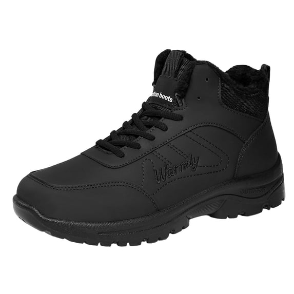 XUNKUSGA Boots for Men Winter Fleece Lined Waterproof Insulated Steel Toe Snow Boots PU Upper Hiking Boots Casual Warm Non Slip Ankle Boots for Cold Weather Winter Shoes 9.5