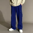 thumbnail image 1 of XUNKUSGA Boy Sweatpants 5-15Y Solid Color Elastic Waist Boys Athletic Pants Loose Straight Leg Open Bottom Cargo Pants Lightweight Adjustable Drawstring Sweat Pants with Pockets Blue, 1 of 7