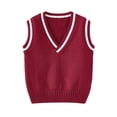 thumbnail image 1 of XUNKUSGA Boy's Sweater Vest 2-17Years Classic Stretchy Knitted Sleeveless V Neck School Uniform Fashion Color Block Trim Tank Top for Kids, 1 of 4