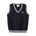 thumbnail image 1 of XUNKUSGA Boy's Sweater Vest 2-17Years Classic Stretchy Knitted Sleeveless V Neck School Uniform Fashion Color Block Trim Tank Top for Kids, 1 of 5