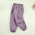 thumbnail image 1 of XUNKUSGA Boys Girls Cargo Pants 3-15Y Casual Baggy Pants Classic Solid Color Boys Jogger Pants Fashion Multi Pocket Boy Sweatpants with Elastic Hem Lightweight Elastic Waist Hiking Pants Purple, 1 of 5