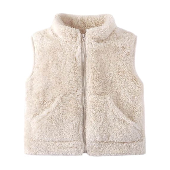 XUNKUSGA Boys Girls Fleece Vest 0-6Years Lightweight Solid Color Stand Collar Kids Vest with Pockets Sleevless Zipper Fall Winter Jackets for Girls Thickened Warm Baby Boy Clothes