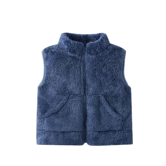 XUNKUSGA Boys Girls Fleece Vest 0-6Years Lightweight Solid Color Stand Collar Kids Vest with Pockets Sleevless Zipper Fall Winter Jackets for Girls Thickened Warm Baby Boy Clothes