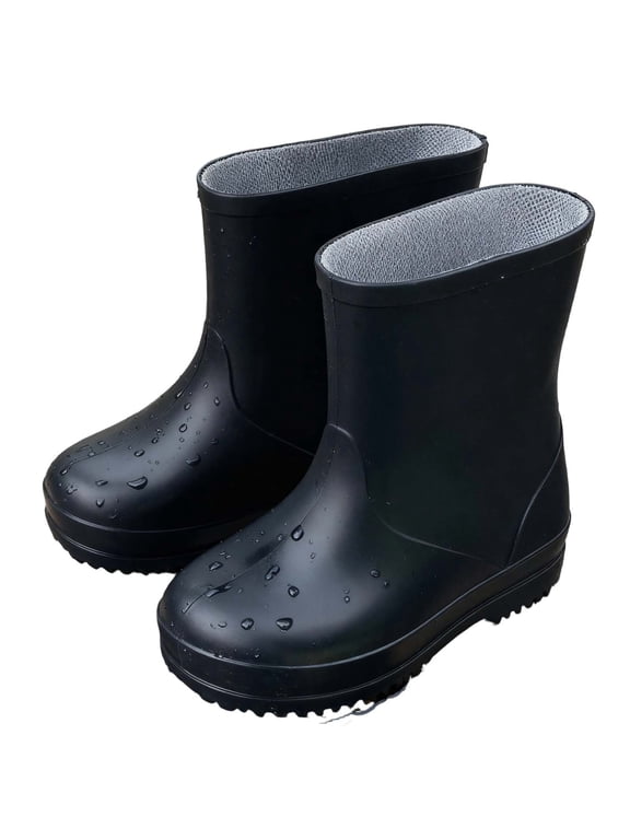 Boys Girls Waterproof Rain Boots Classic Solid Color Slip-Resistant Mud Traction Rain Boots for Girls Boys Non-Slip Lightweight Outdoor Shoes for 18M-8Y