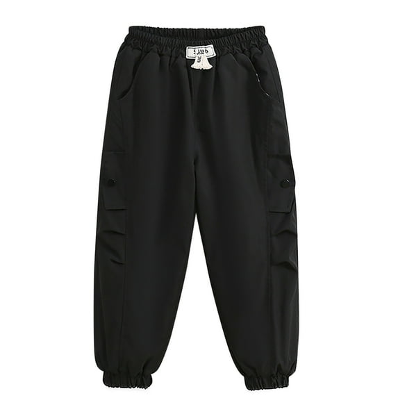 XUNKUSGA Boys Pants 4-14 Years Casual Elastic Waist Waterproof Boys' Sweatpants Fashion Loose Boys Clothes with Pockets Warm Fleece Lined Boys Fall Clothes