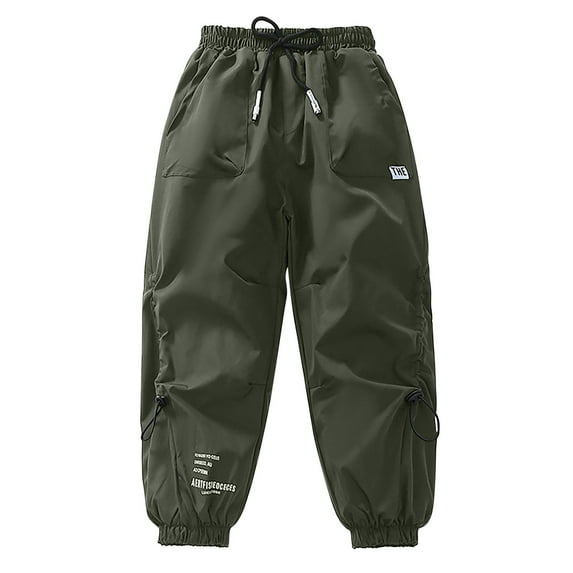 XUNKUSGA Boys' Pants 4-14 Years Waterproof Fleece Lined Boys Pants Casual Loose Pants for Toddlers Boys with Pockets Soft Comfortable Dstring Snow Pants