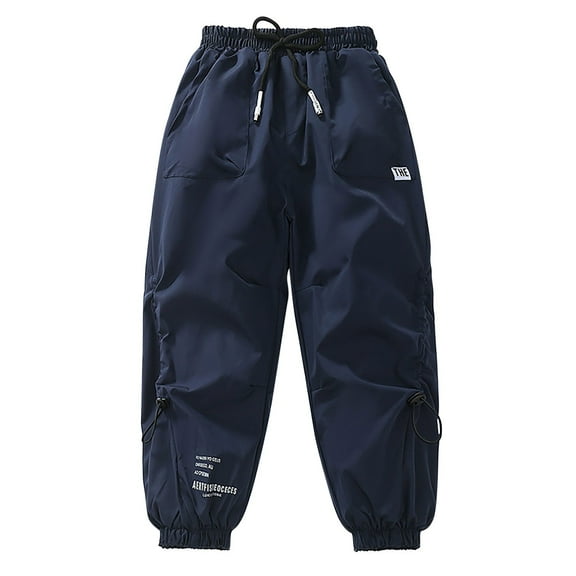 XUNKUSGA Boys' Pants 4-14 Years Waterproof Fleece Lined Boys Pants Casual Loose Pants for Toddlers Boys with Pockets Soft Comfortable Dstring Snow Pants
