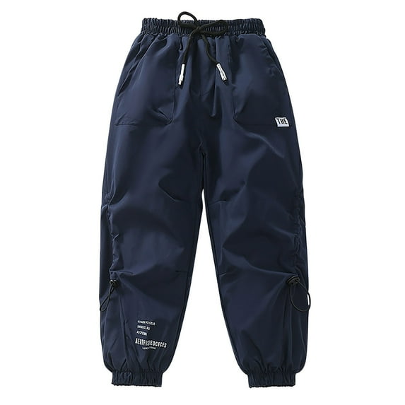 XUNKUSGA Boys' Pants 4-14 Years Waterproof Fleece Lined Boys Pants Casual Loose Pants for Toddlers Boys with Pockets Soft Comfortable Dstring Snow Pants