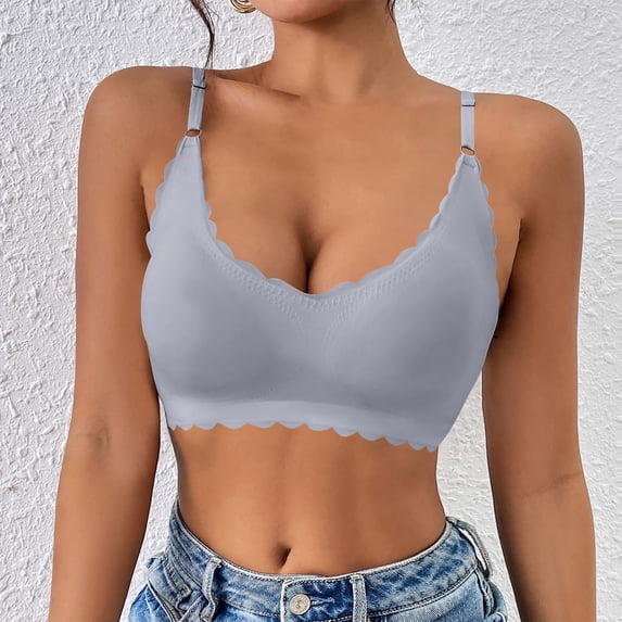 XUNKUSGA Bras for Women Deep V Petal Wireless Womens Bras Full Coverage High Support Bralettes for Women Comfortable Seamless Padded Bras for Women S-2XL