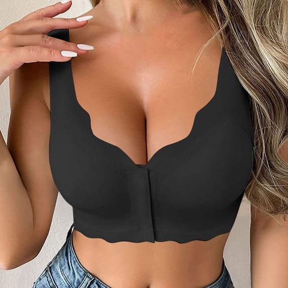 XUNKUSGA Bras for Women Fashion Wave Front Closure Womens Bras Comfy Full Coverage Push Up Bralettes for Women Seamless Wireless Women's Bras for Everyday Wear