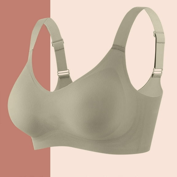 XUNKUSGA Bras for Women Seamless Wireless Stretchy Womens Bras Soft Full Coverage Womens Bras No Underwire Solid Color Stripes Comfortable Everyday Bras L-3XL