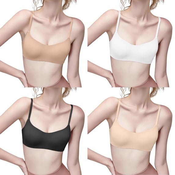 XUNKUSGA Bras for Women Soft Scoop Neck Bralettes for Women Breathable Lightweight No Underwire Wireless Cami Bras Comfort Low-Cut Sleep Womens Bras,Khaki,L