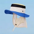 thumbnail image 1 of XUNKUSGA Bucket Hat Fashion Color Block Quick Dry Sun Hat with Chin Strap Adjustable and Neck Flapsummer Upf 50+ Sun Protection Beach Hat for Boys Girls,Blue,Free Size, 1 of 9