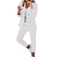thumbnail image 1 of XUNKUSGA Business Casual Outfits for Women Elegant Blazer Pant Suit Set for Work Slim Fit 2 Piece Outfit Classic Soild Color Suit Sets,White01, 1 of 4