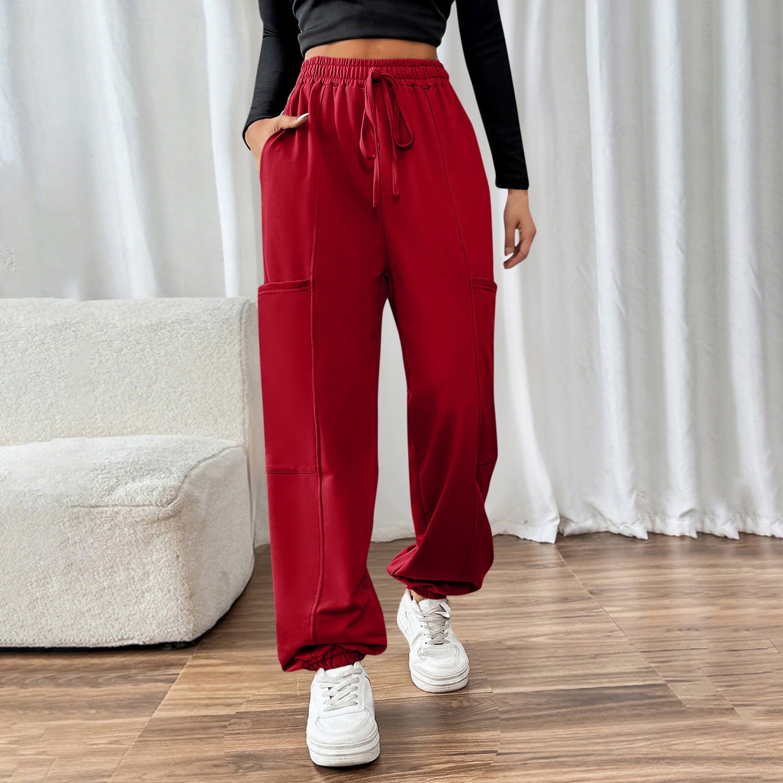 XUNKUSGA Cargo Sweatpants for Women High Waisted Soft Baggy Sweatpants ...