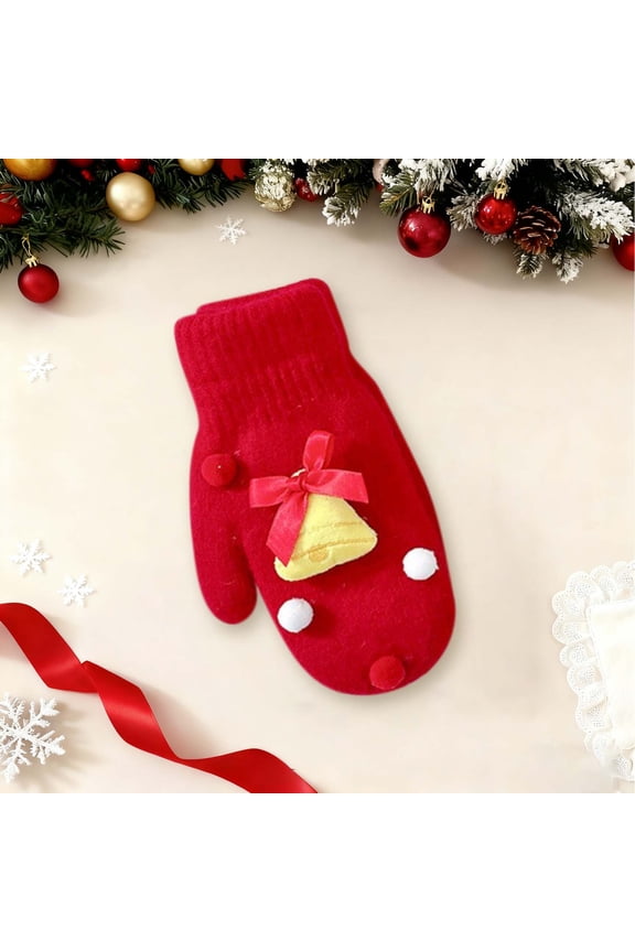 Christmas Mittens for Women Winter Fleece Lined Womens Mittens Fashion Cartoon 3D Winter Mittens for Men Warm Thickened Gloves for Cold Weather Red