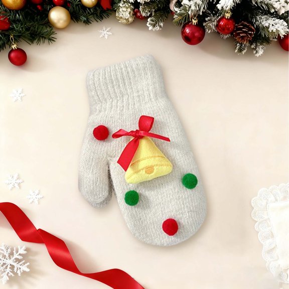 XUNKUSGA Christmas Mittens for Women Winter Fleece Lined Womens Mittens Fashion Cartoon 3D Winter Mittens for Men Warm Thickened Gloves for Cold Weather White