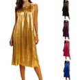thumbnail image 1 of XUNKUSGA Cocktail Dresses for Women Fashion Sparkly Metallic Womens Dresses Trendy Crewneck Sleeveless Tank Swing A Line Dress for summer Party Dinner,Blue,L, 1 of 8
