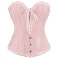 thumbnail image 1 of XUNKUSGA Corset Tops for Women Renaissance Lace Up Trim Corset Top Victorian Floral Steel Boned Corset Bustier Push Up Body Shaper Tummy Control XS-2XL Pink, 1 of 8
