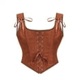 thumbnail image 1 of XUNKUSGA Corset Tops for Women Lace Up Tie Front Renaissance Corset Vintage Solid Color Corset Top Adjustable Straps Trim Corset Bustier S-2XL, 1 of 7