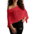 thumbnail image 1 of XUNKUSGA Cover Ups for Swimwear Women Fashion Off-The-Shoulder Openwork Crochet Poncho Tops for Women Summer Sun Protection Beach Cover Up,Red,Free Size, 1 of 6