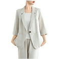 thumbnail image 1 of XUNKUSGA Cutton Linen Blazer Women Casual 3/4 Sleeve Work Jacket Lightweight Business Casual Jackets Tops Notch Lapel One Button Suit Coat Jackets, 1 of 4