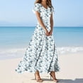 thumbnail image 1 of XUNKUSGA Dresses for Women Floral Ruffled Flutter Short Sleeve V-Neck Long Dress Fashion Casual Boho Flowy Dress Flutterlightweight Breathable Party Dress S-3XL,Multicolor, 1 of 4