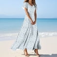 thumbnail image 1 of XUNKUSGA Dresses for Women Floral Ruffled Flutter Short Sleeve V-Neck Long Dress Fashion Casual Boho Flowy Dress Flutterlightweight Breathable Party Dress S-3XL,Multicolor, 1 of 4